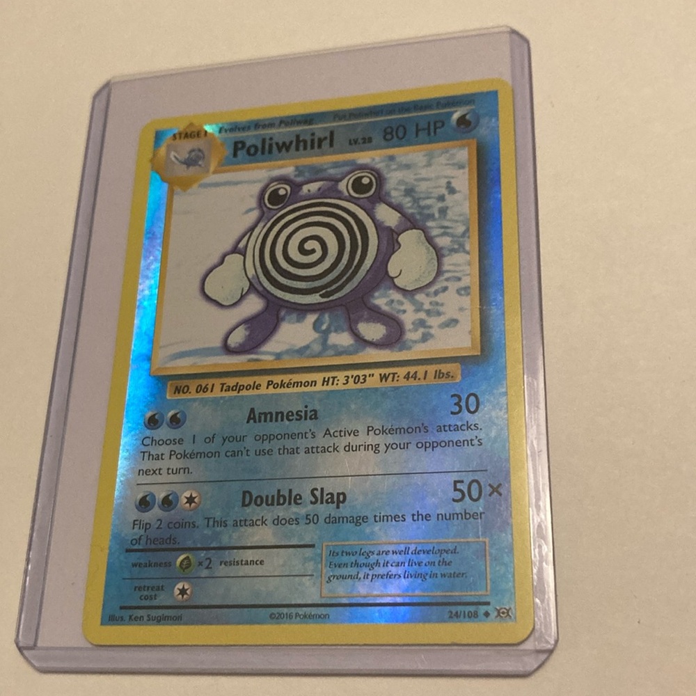 Holographic 1st Edition 2016 Poliwhirl #24/108 Pokémon Card